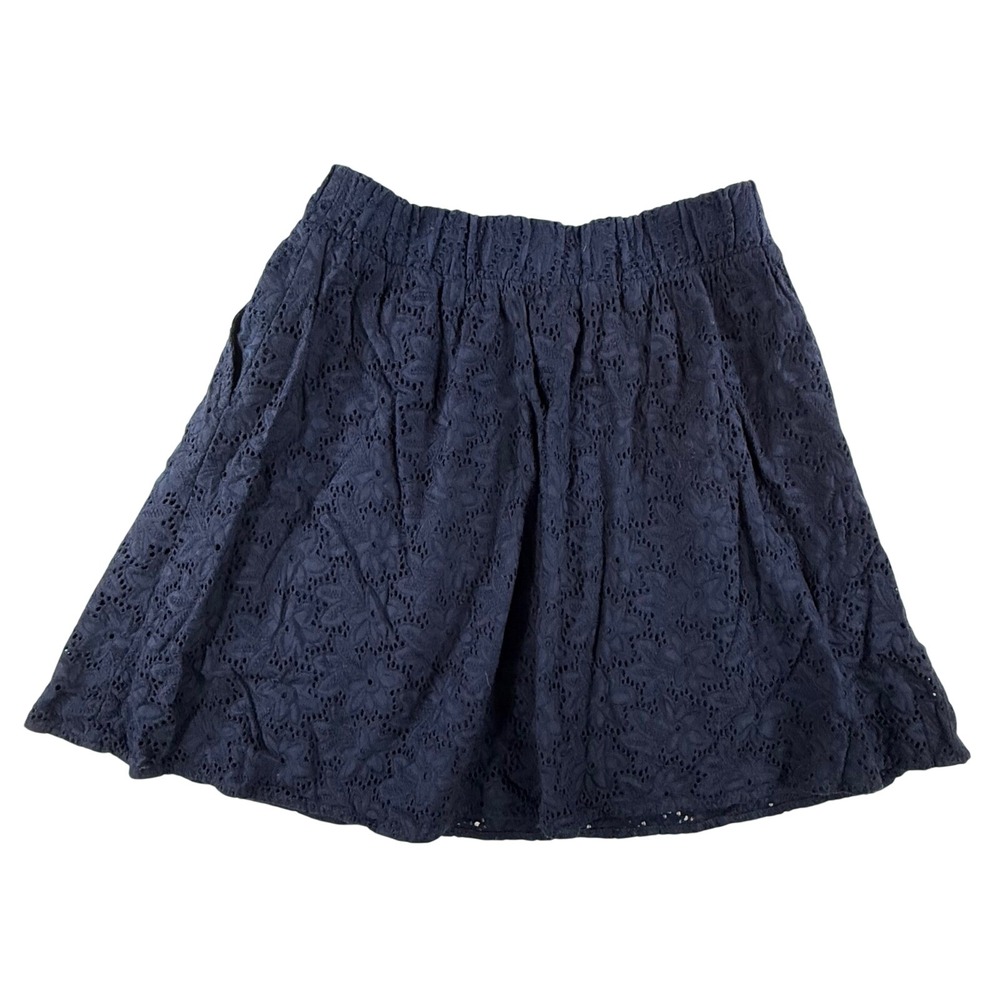 The Webster Miami Eyelet Mini Skirt Women XS Blue Cotton Boho Cottagecore Pocket